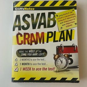 ASVAB CRAM PLAN Cliff Notes Book with Practice Tests